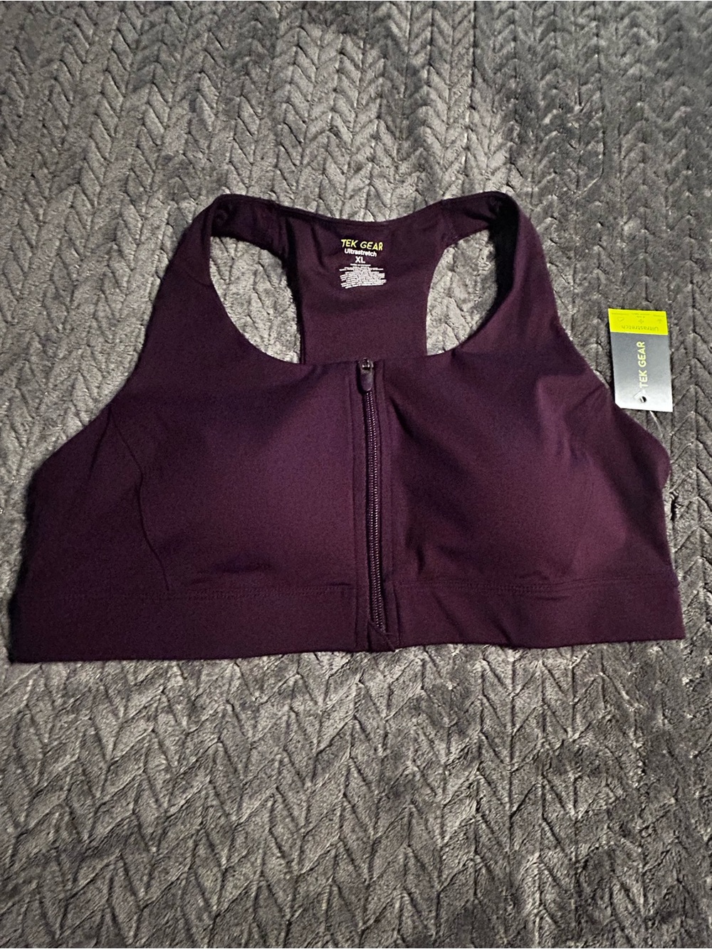 NWT Tek Gear Women's Front-Zip Sports Bra — Deep Plum